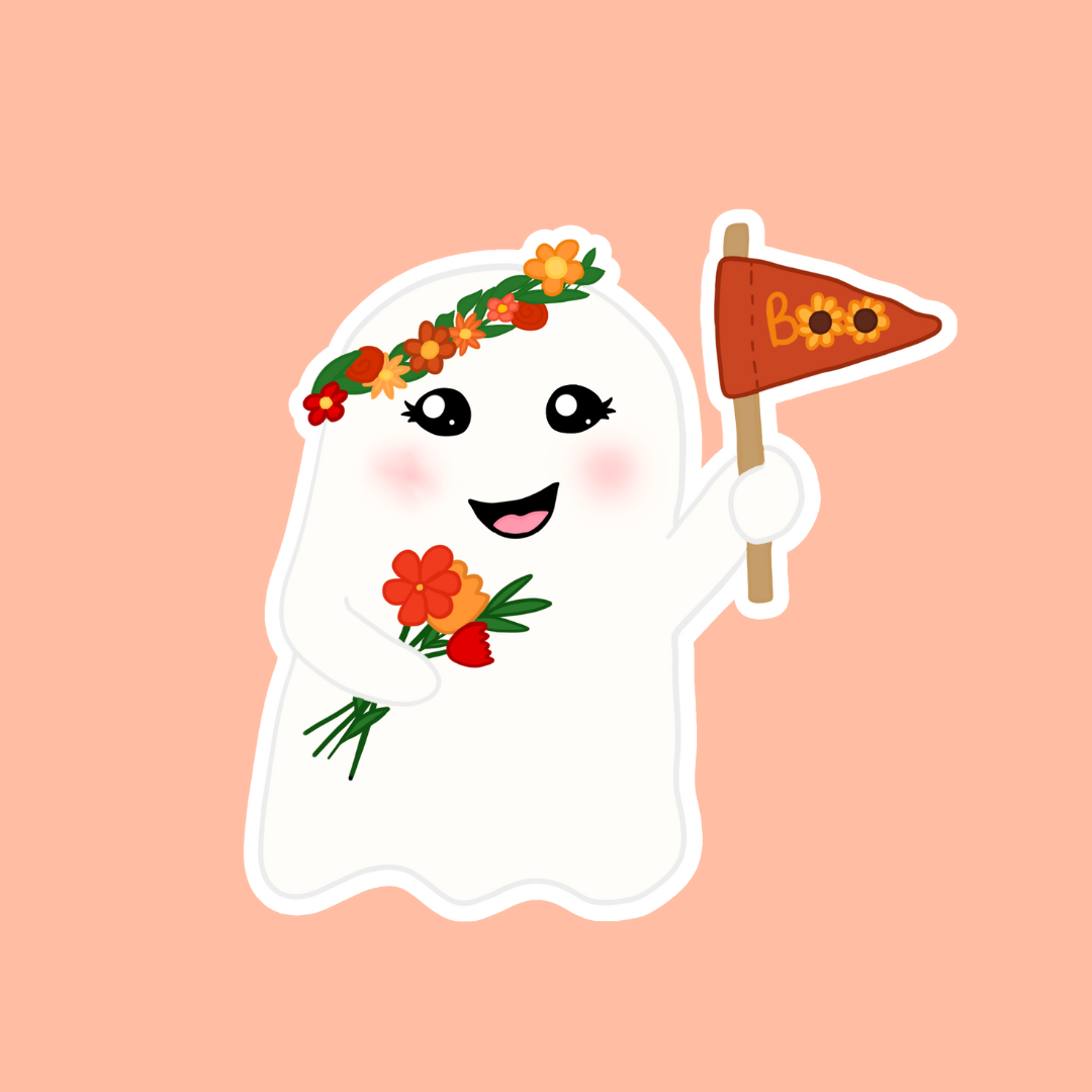 Flower Crown Ghostie Vinyl Sticker