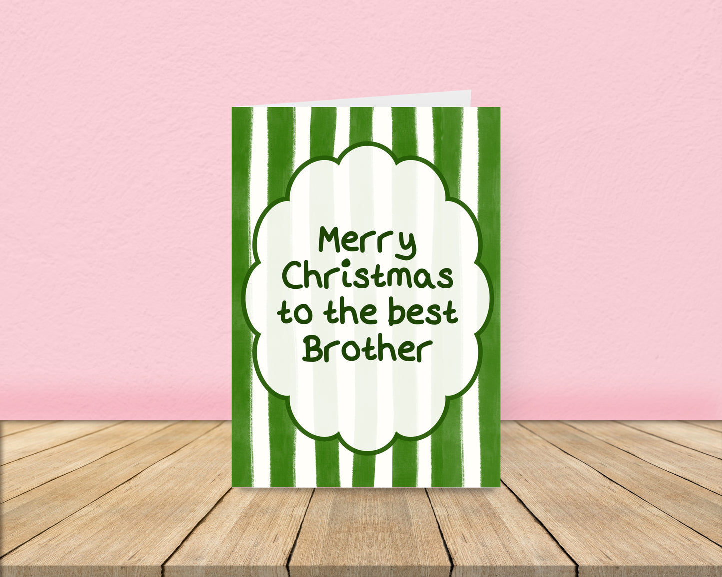 Brother Christmas Card - Green Stripes Christmas Card