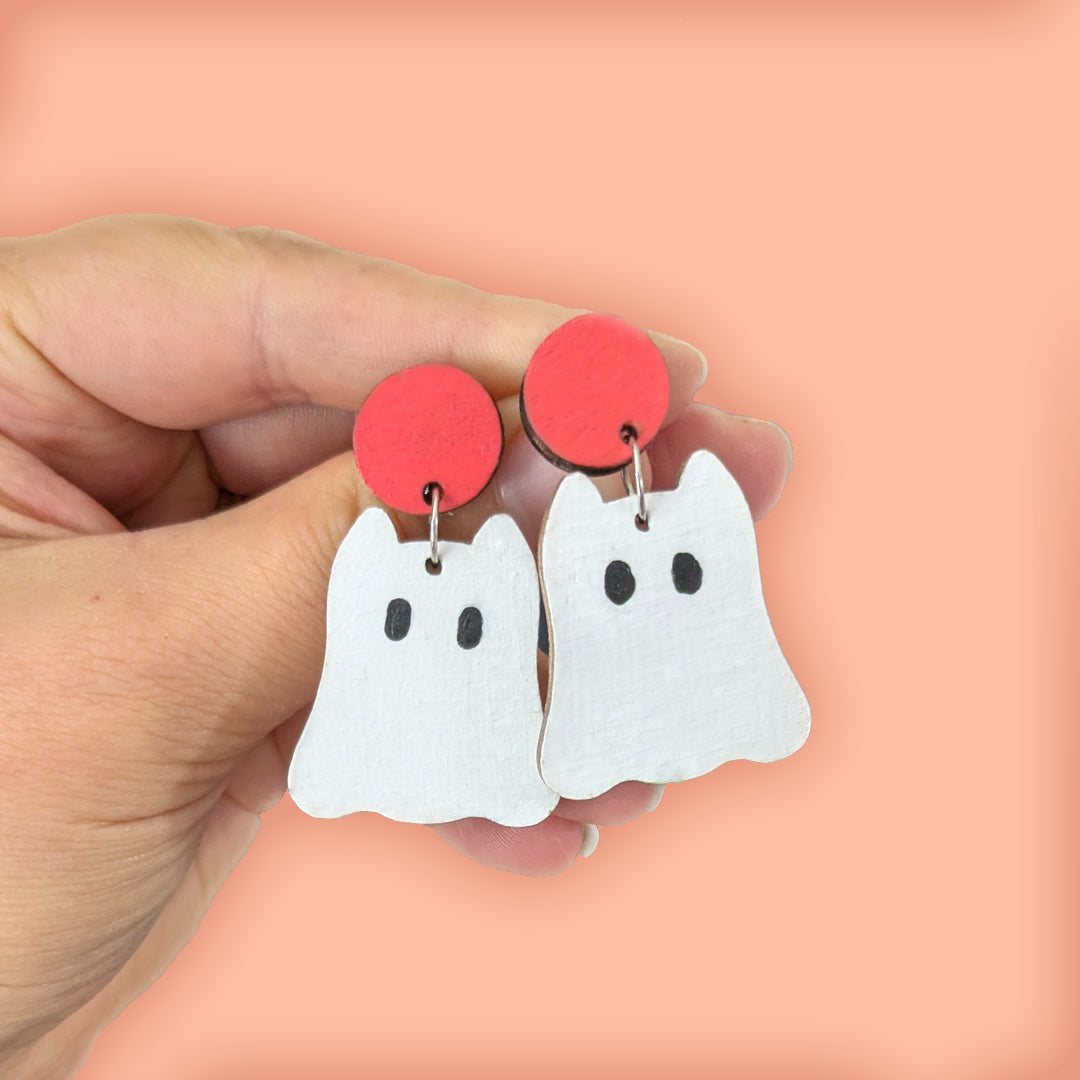 Cat Ghost Stud Dangle