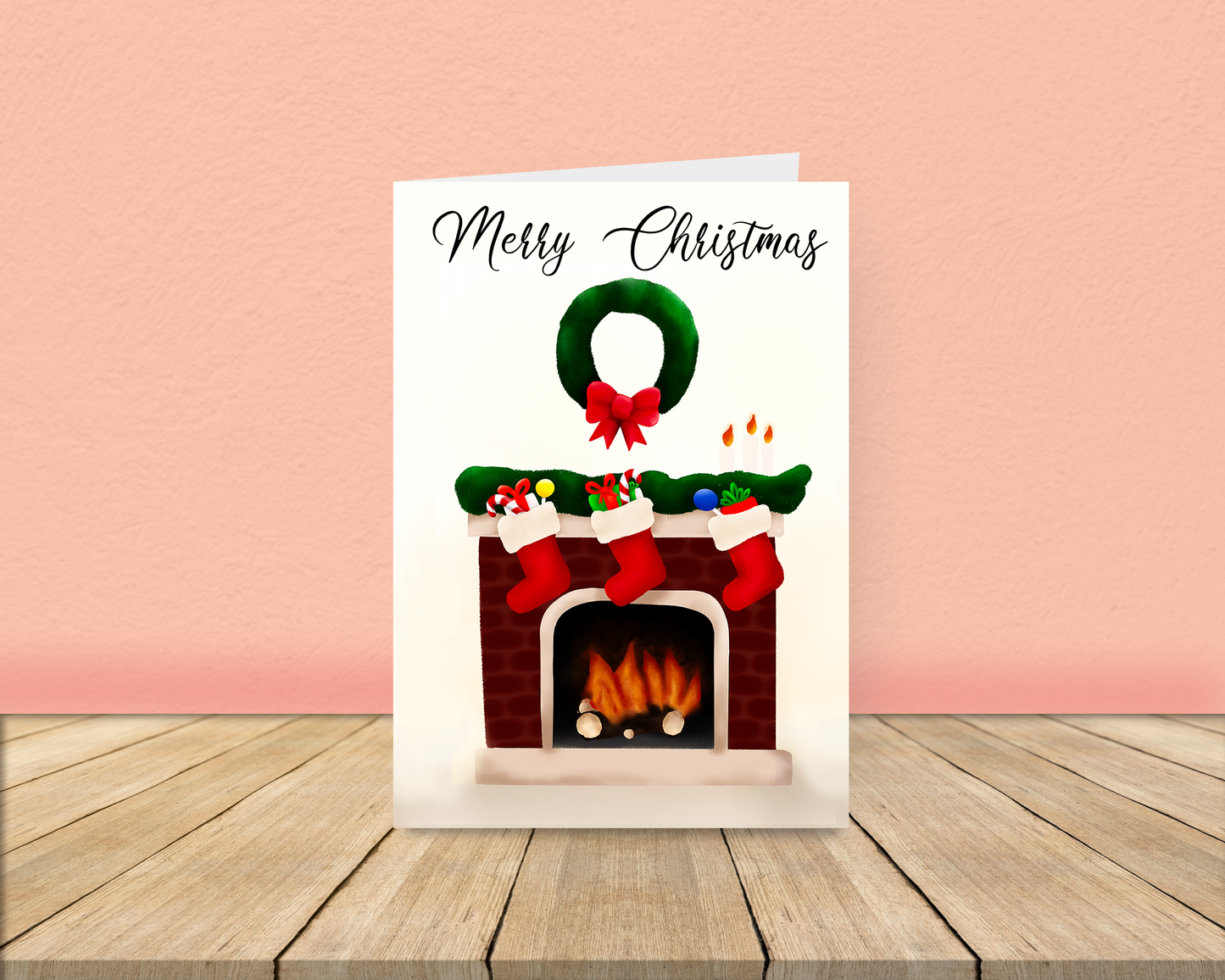 Family Fireplace Christmas Card