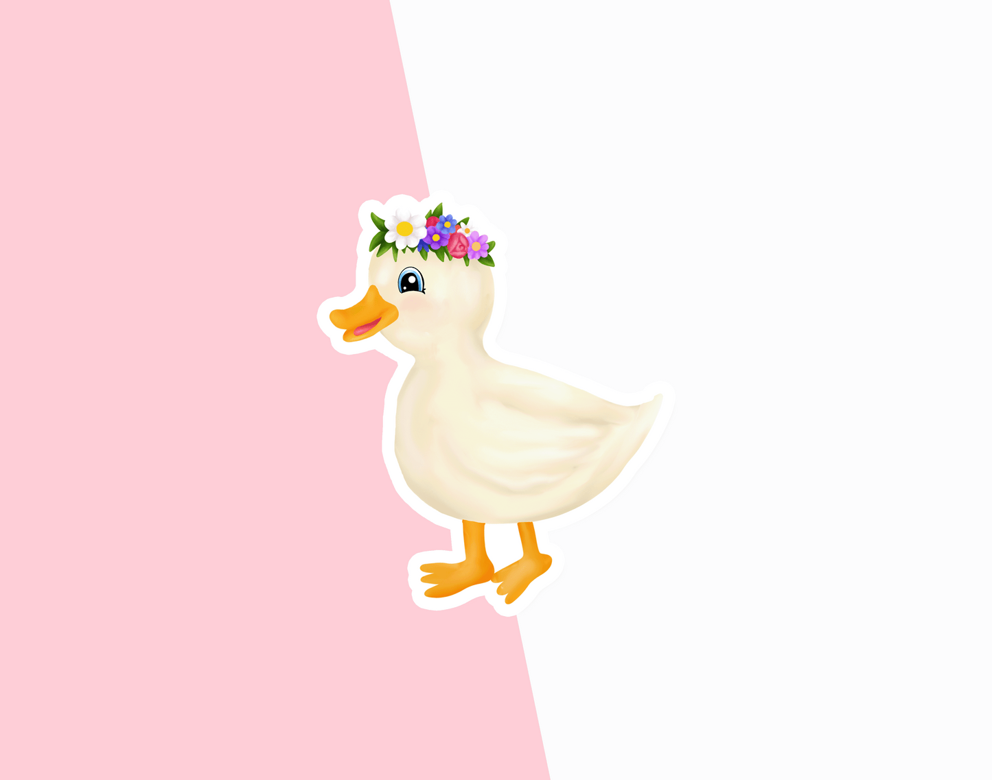 Flower Crown Duck Vinyl Sticker