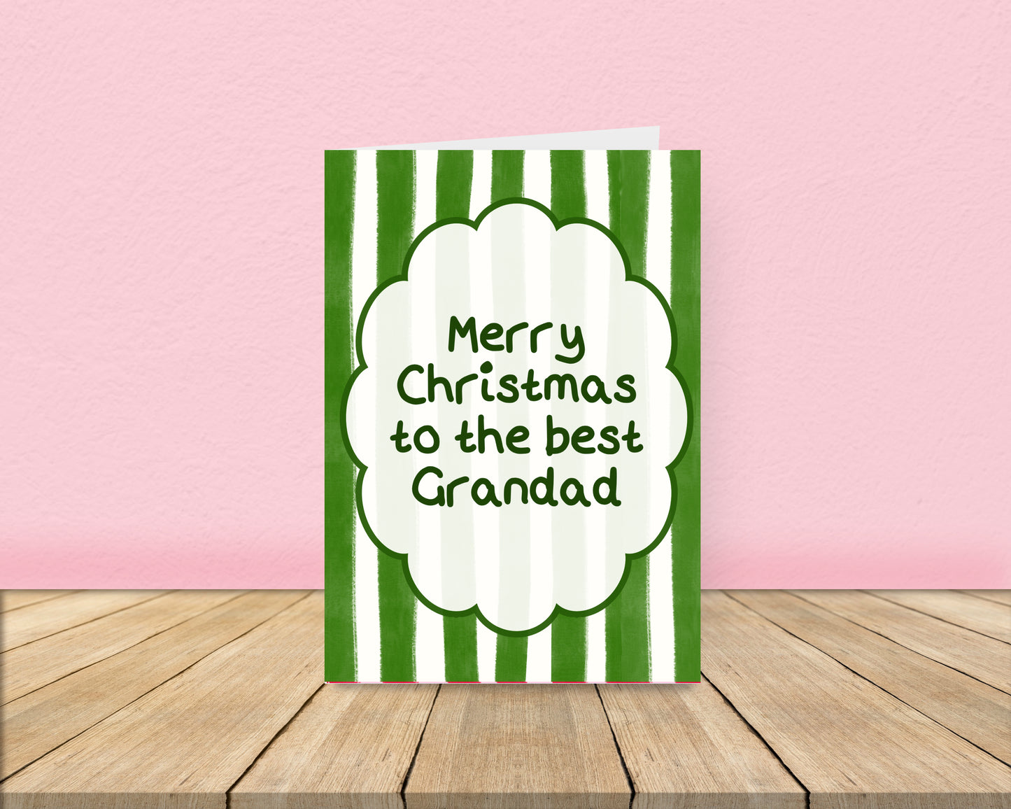 Grandad Christmas Card - Green Stripes Christmas Card