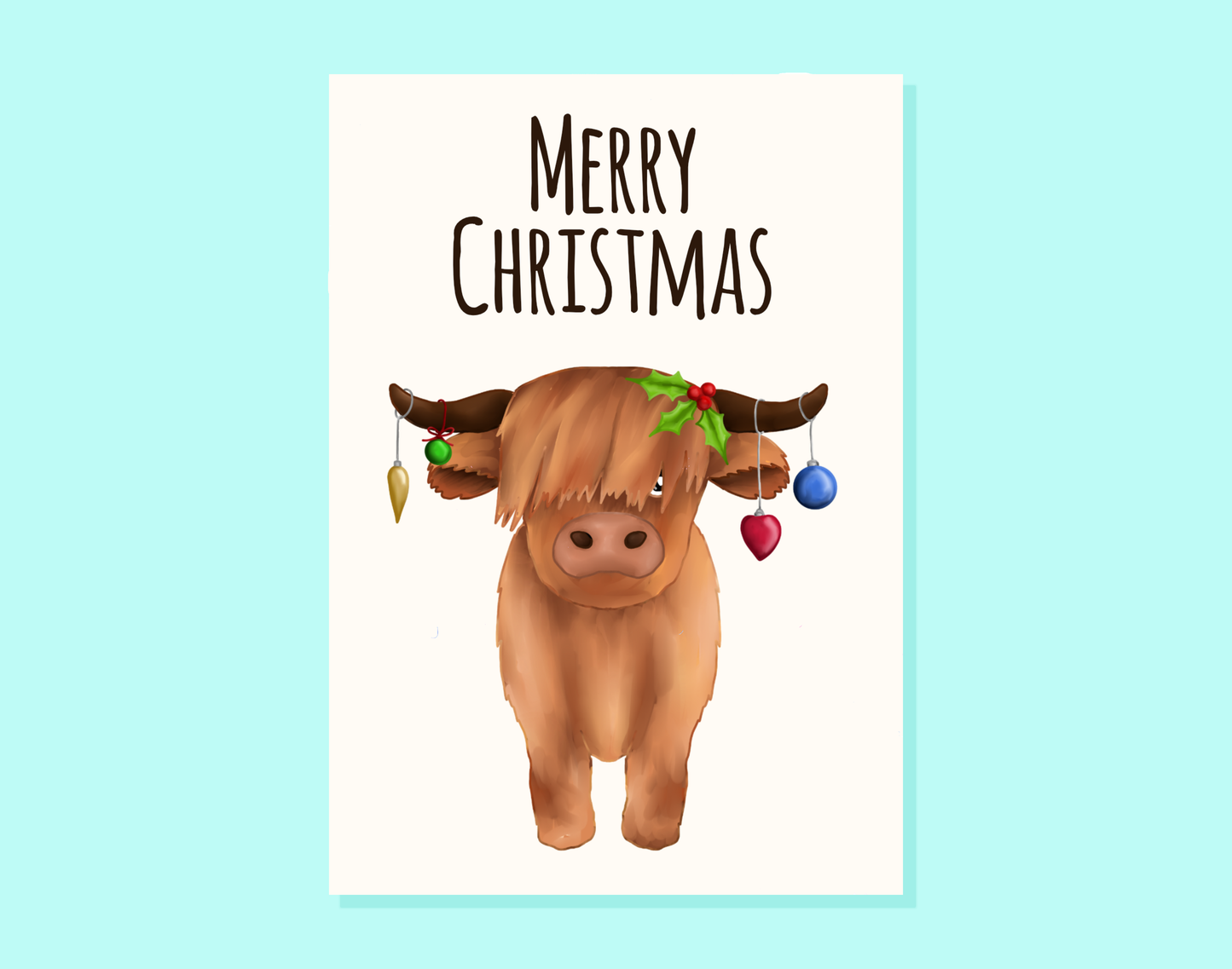 Highland Cow Christmas Card