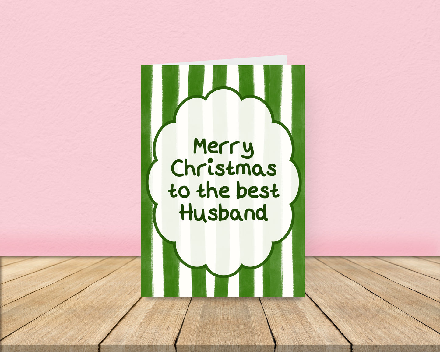 Husband Christmas Card - Green Stripes Christmas Card