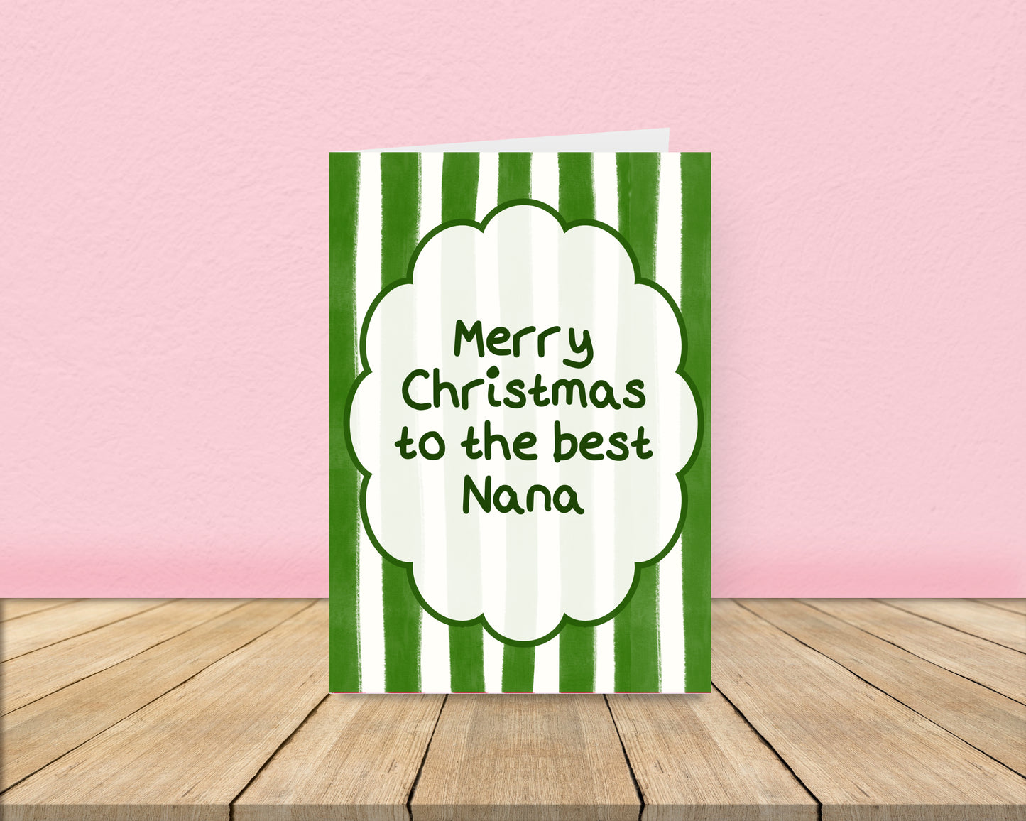 Nanna / Nana Christmas Card - Green Stripes Christmas Card