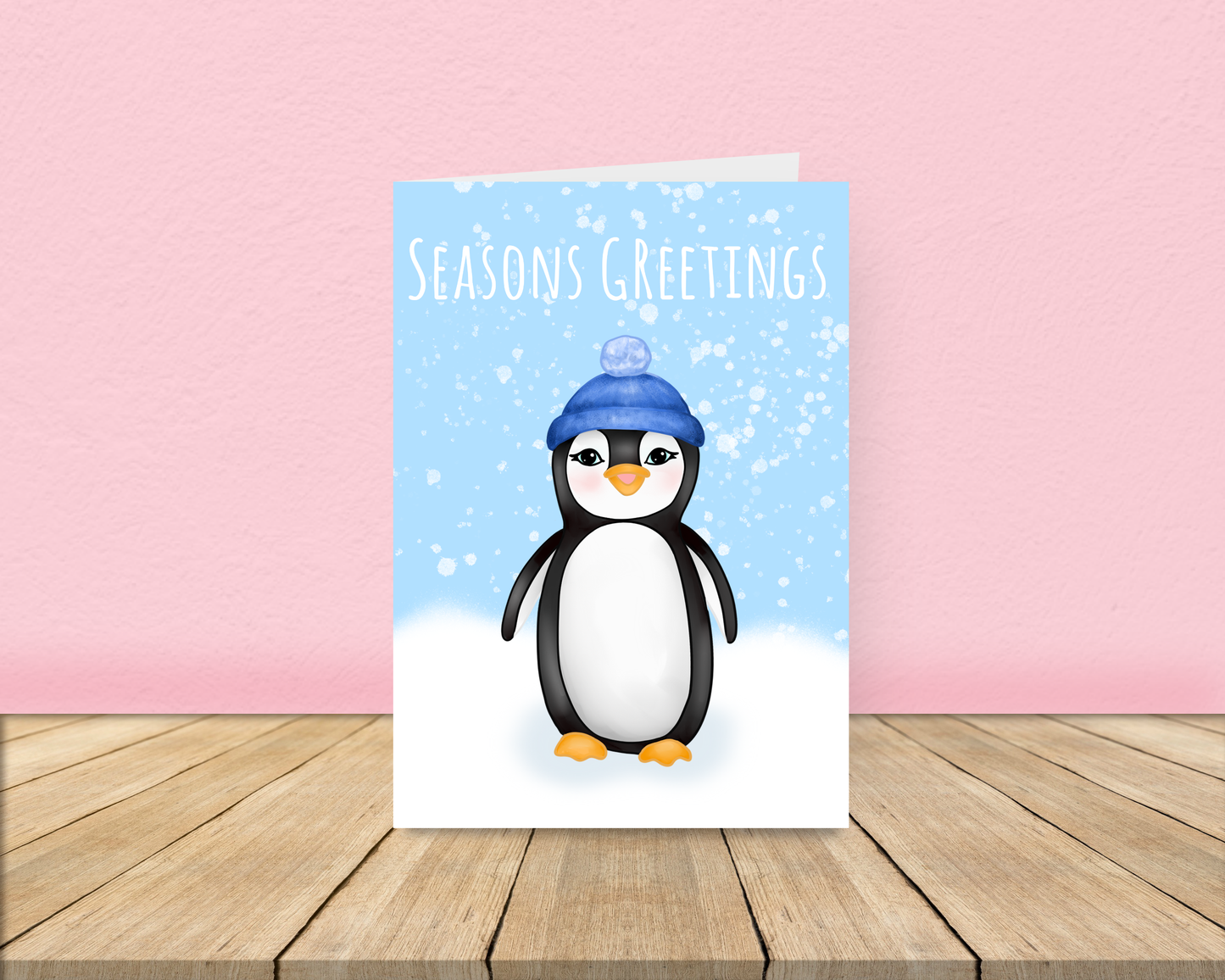 Seasons Greetings Cute Penguin Christmas Card