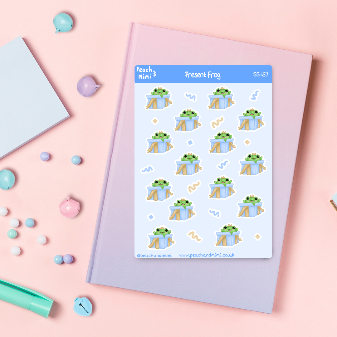 Present Frog Sticker Sheet