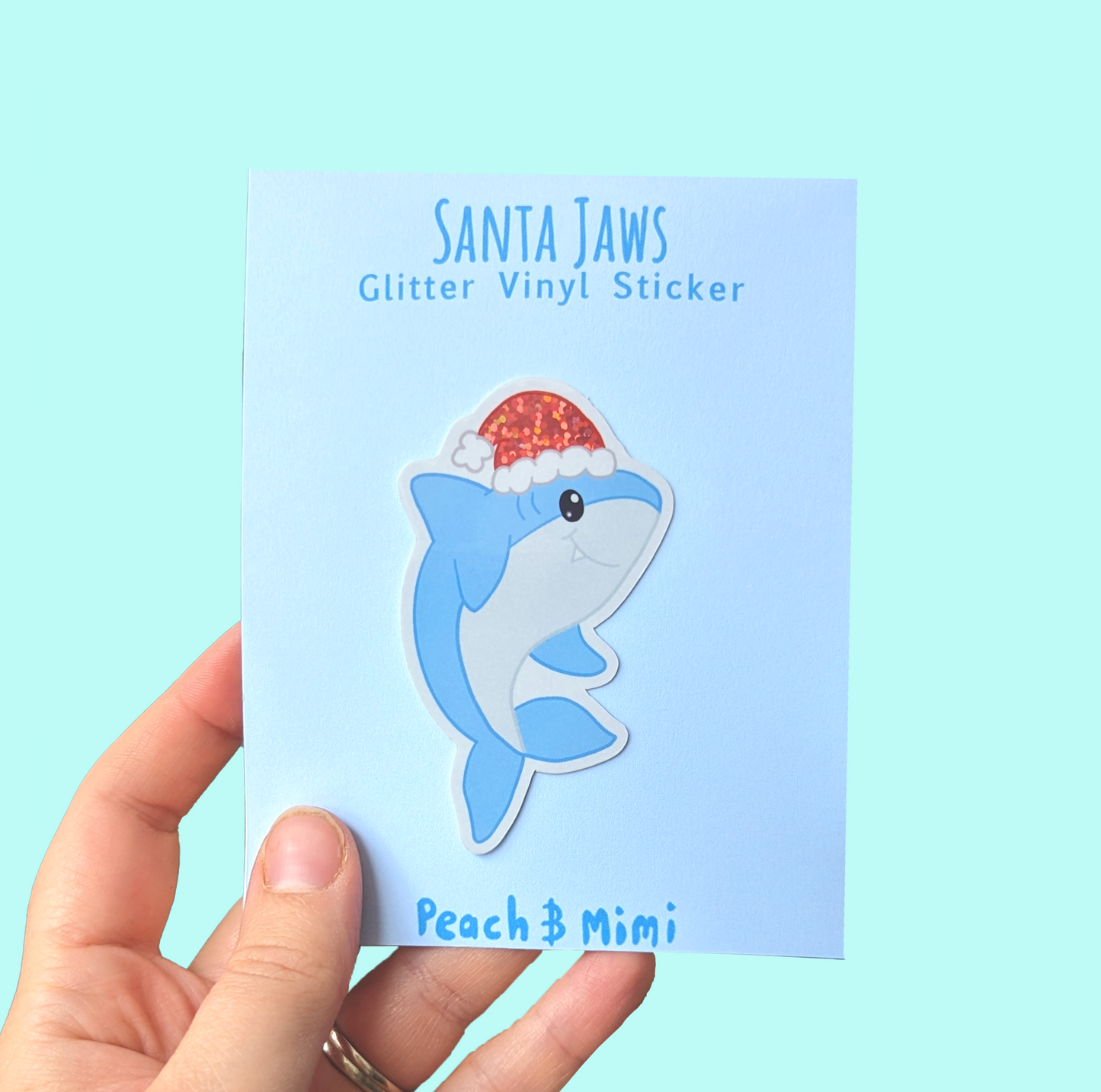 Santa Jaws Glitter Sticker
