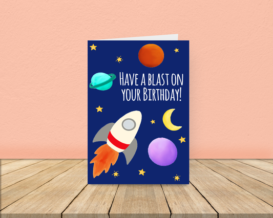 Space Birthday Card A5