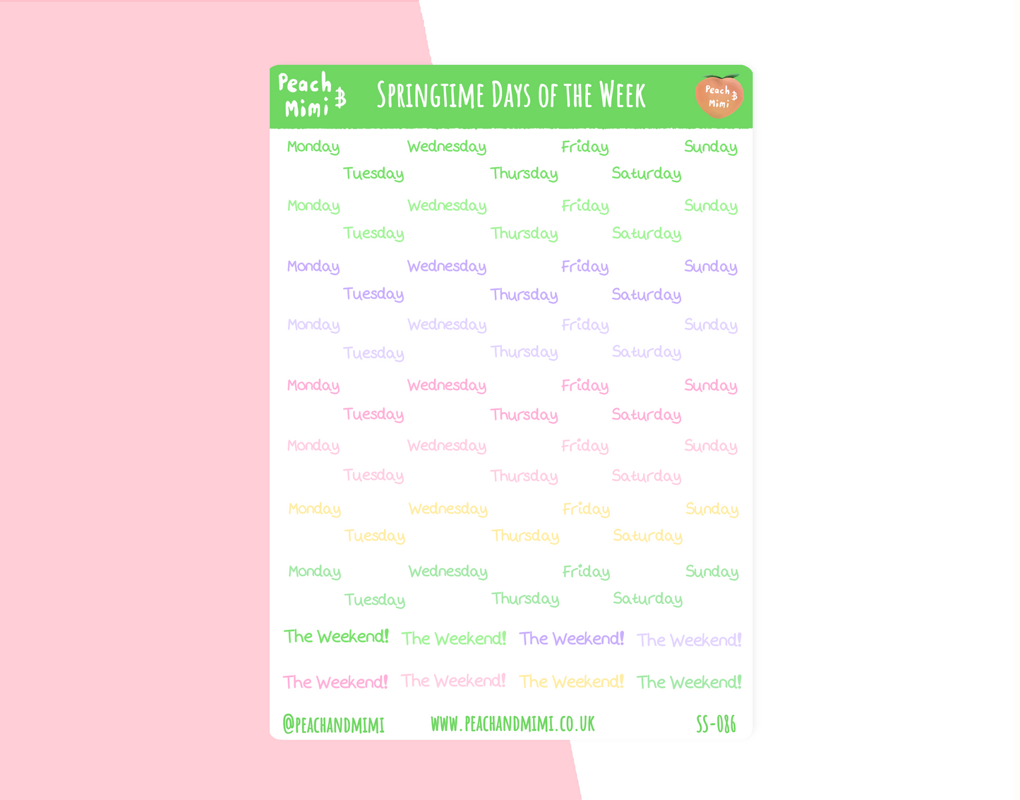 Days of the week stickers