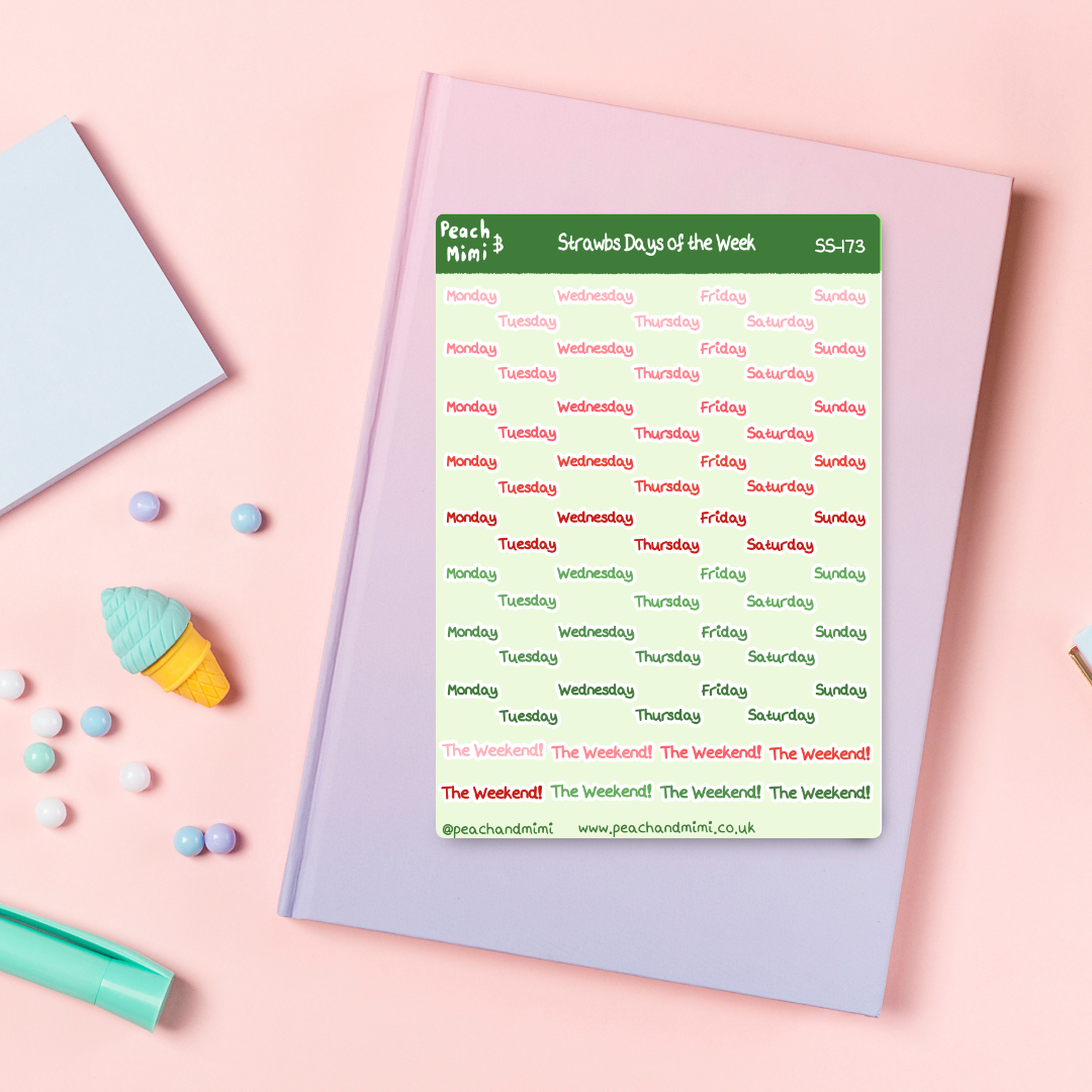 Strawbs Days of the Week Sticker Sheet