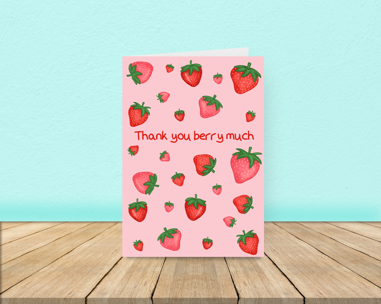 Thank you berry much strawberry pattern card