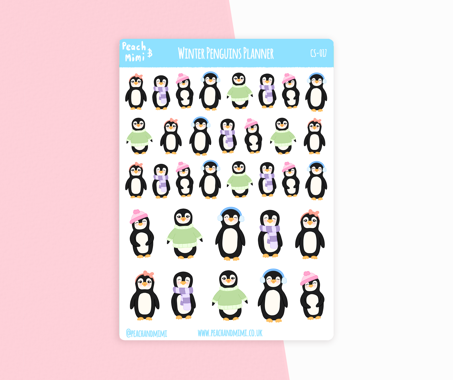 Winter Penguins Planner Sticker sheet