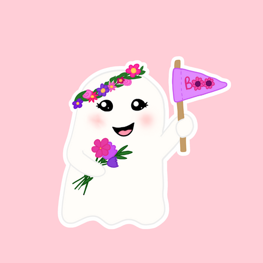 Flower Crown Ghostie Vinyl Sticker