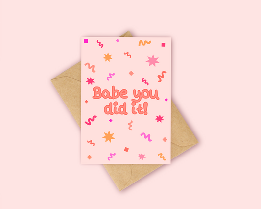 Babe you did it Sunset Confetti Card