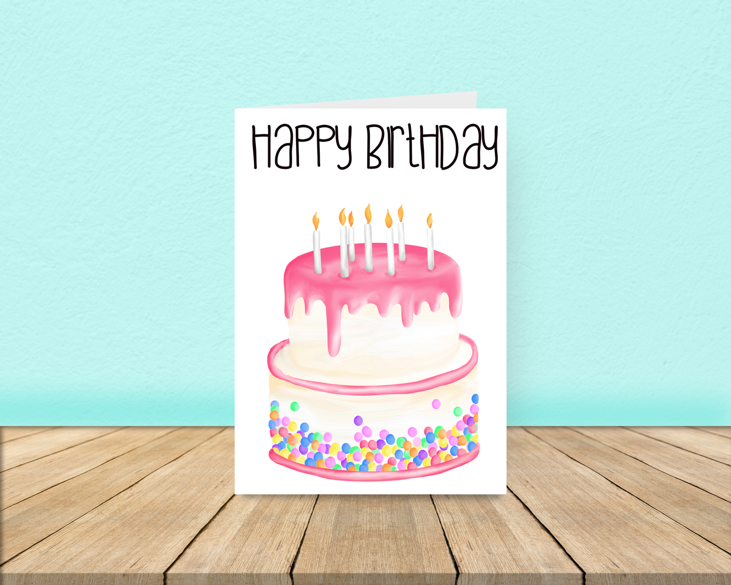 Pink Sprinkle Cake Birthday Card