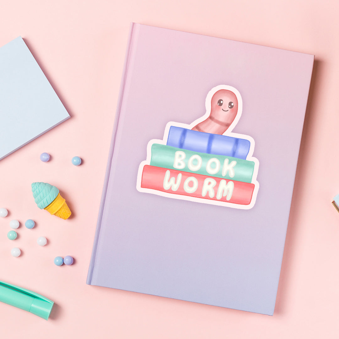 Bookworm Stack Vinyl Sticker