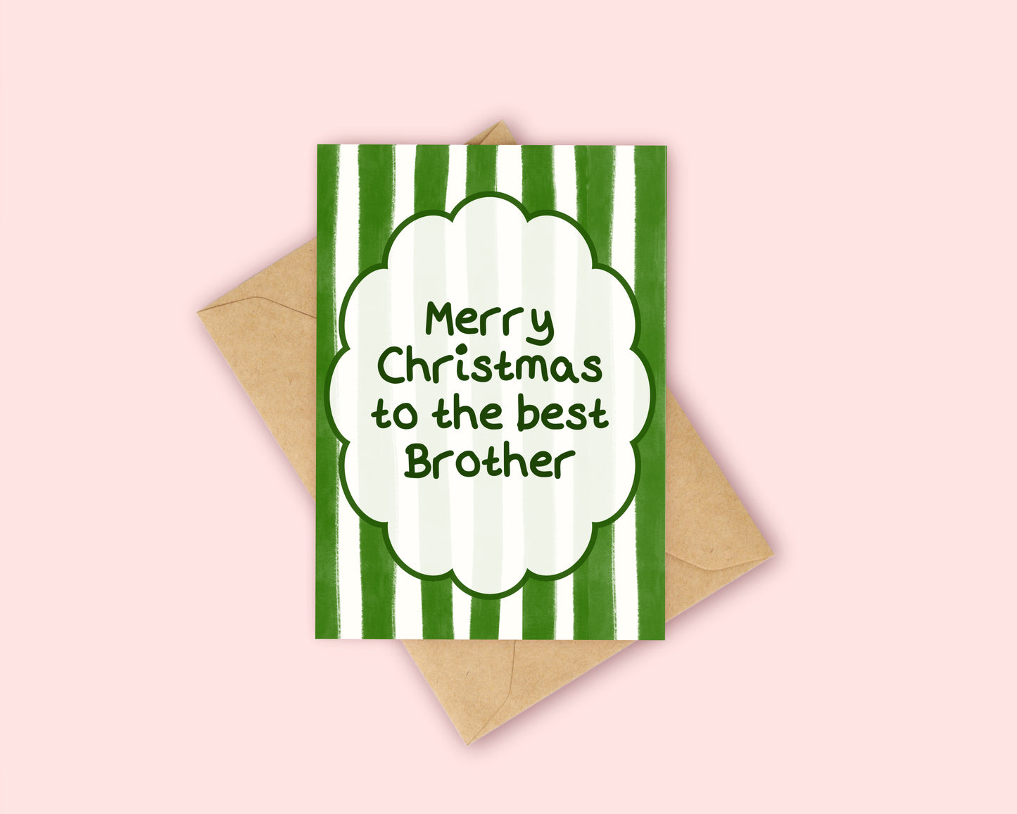 Brother Christmas Card - Green Stripes Christmas Card