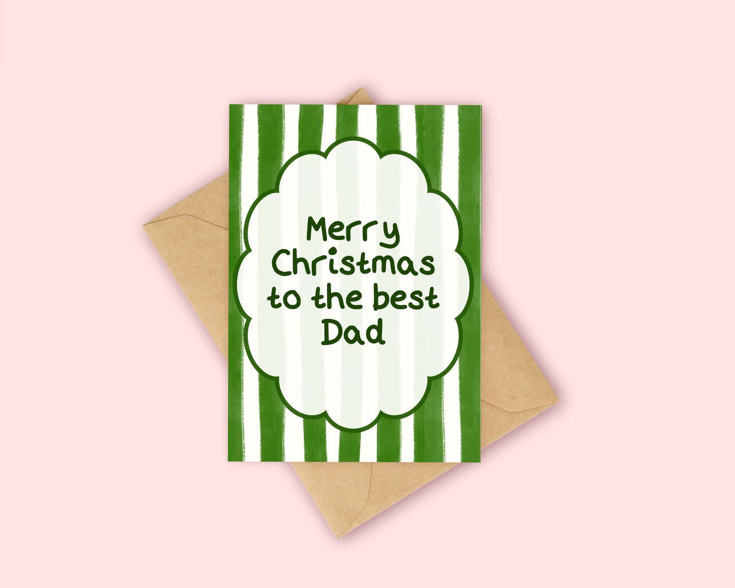 Dad Christmas Card - Green Stripes Christmas Card