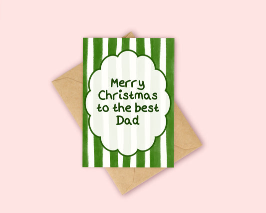 Dad Christmas Card - Green Stripes Christmas Card