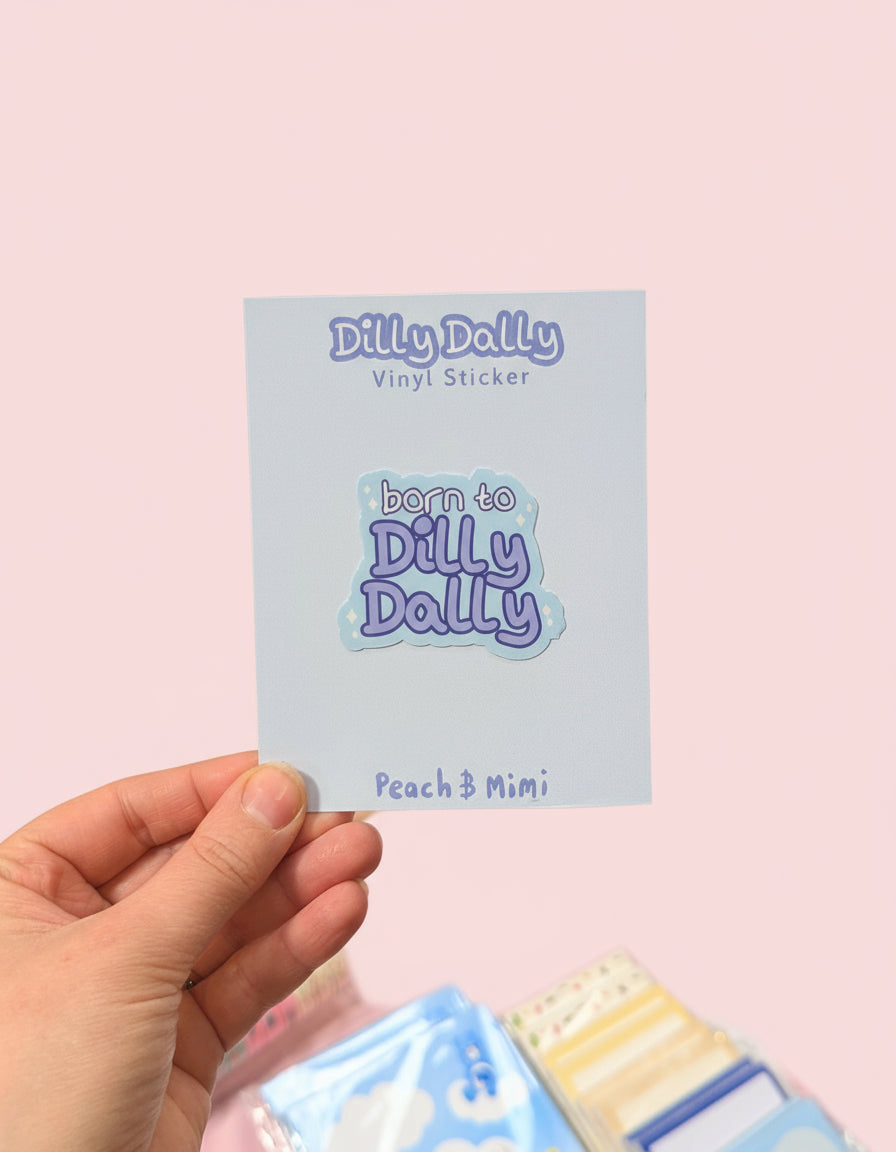 Dilly Dally Vinyl Sticker – Peach and Mimi