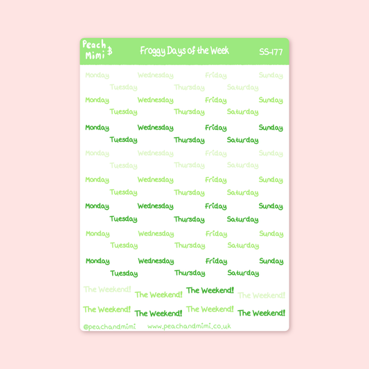 Froggys Days of the Week Sticker Sheet