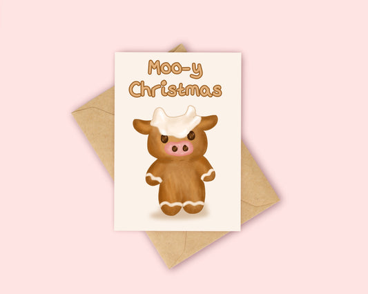 Gingerbread Cow Christmas Card