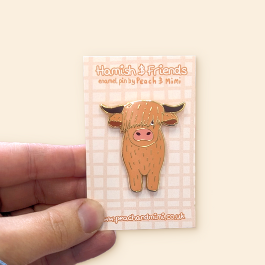 Hamish the Highland Cow Enamel Pin