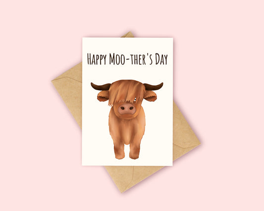 Highland Cow Mother's Day Card