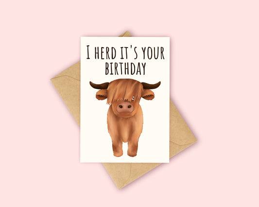 Highland Cow Birthday Card