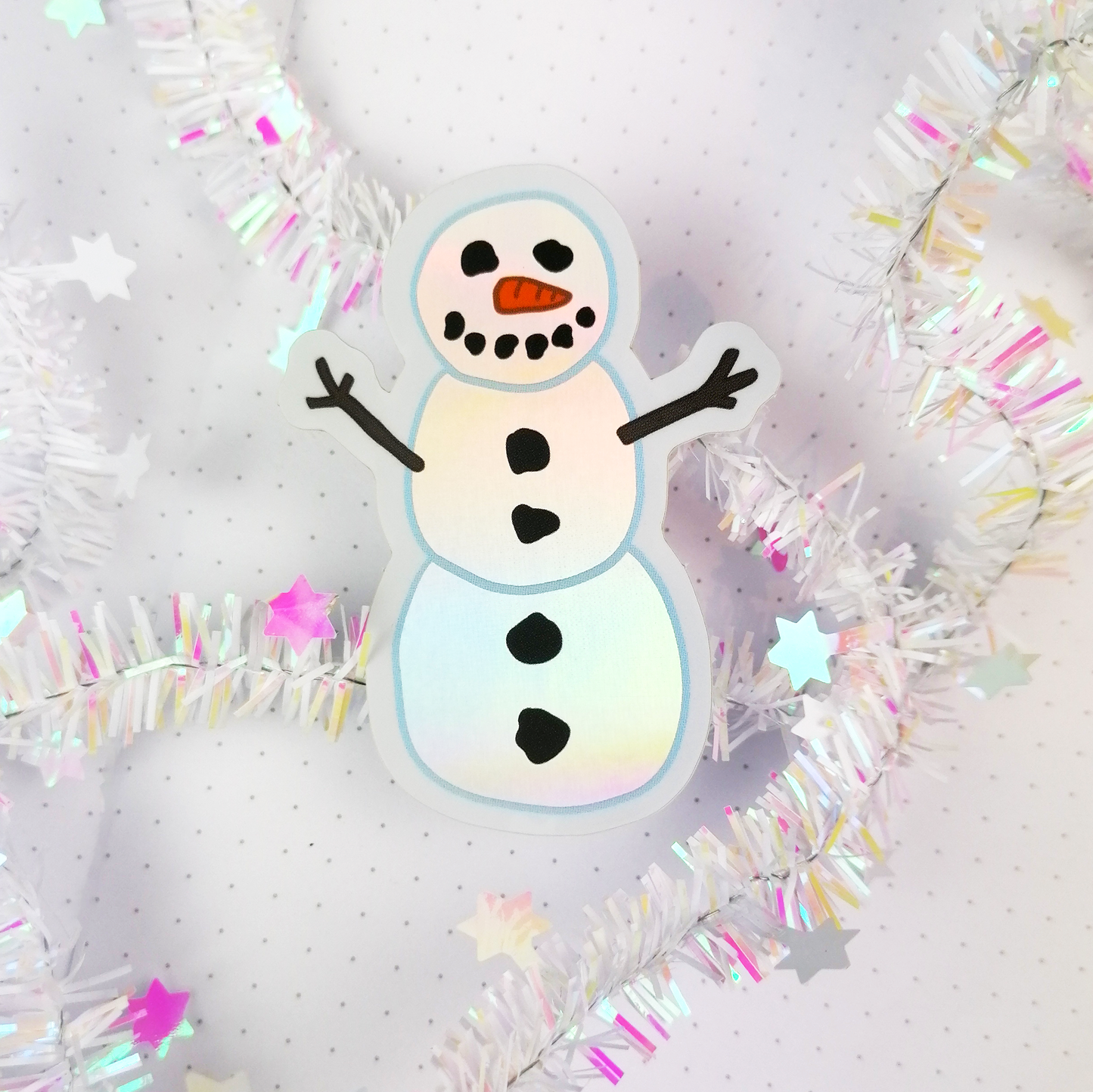 Snowman Holographic Sticker