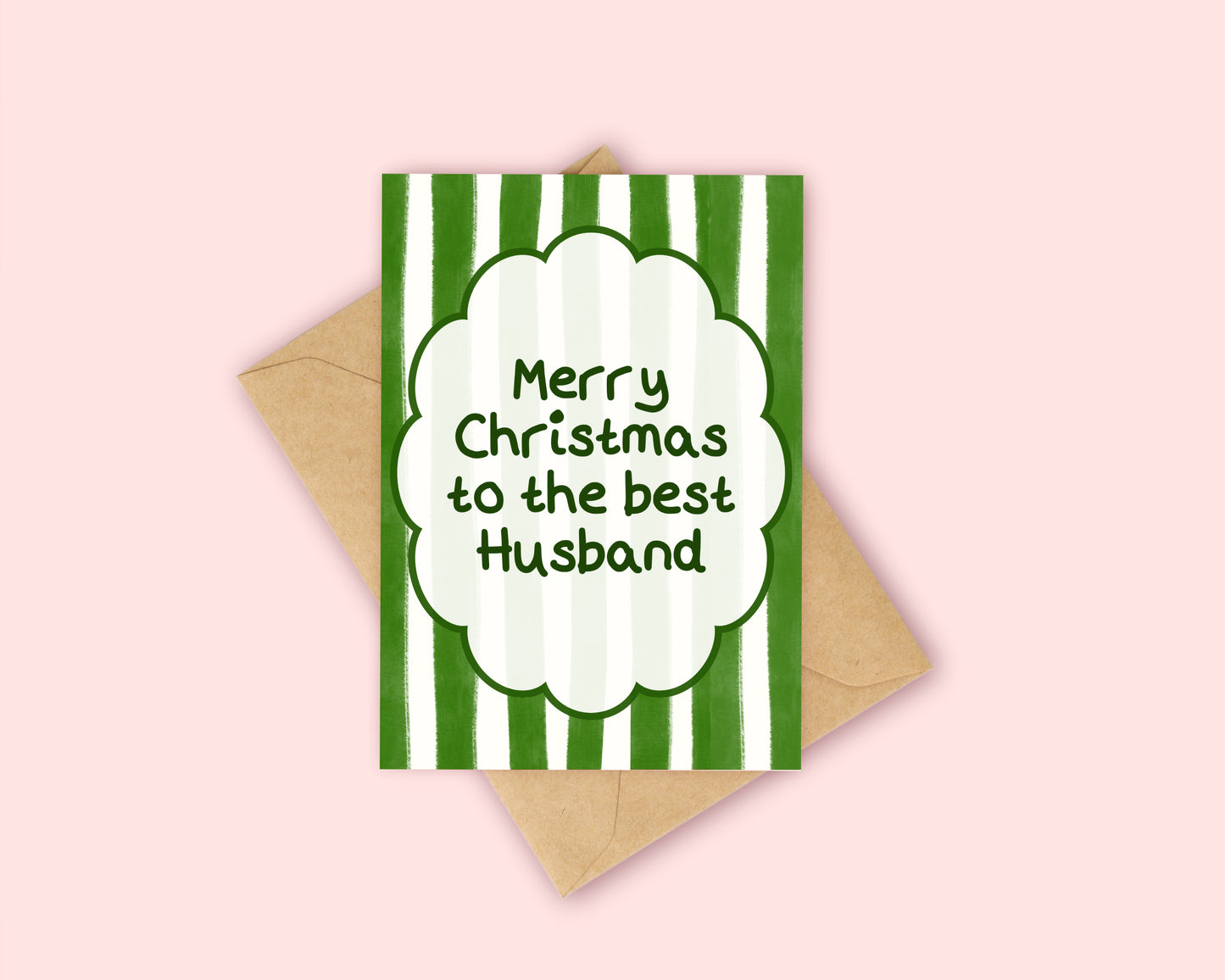 Husband Christmas Card - Green Stripes Christmas Card