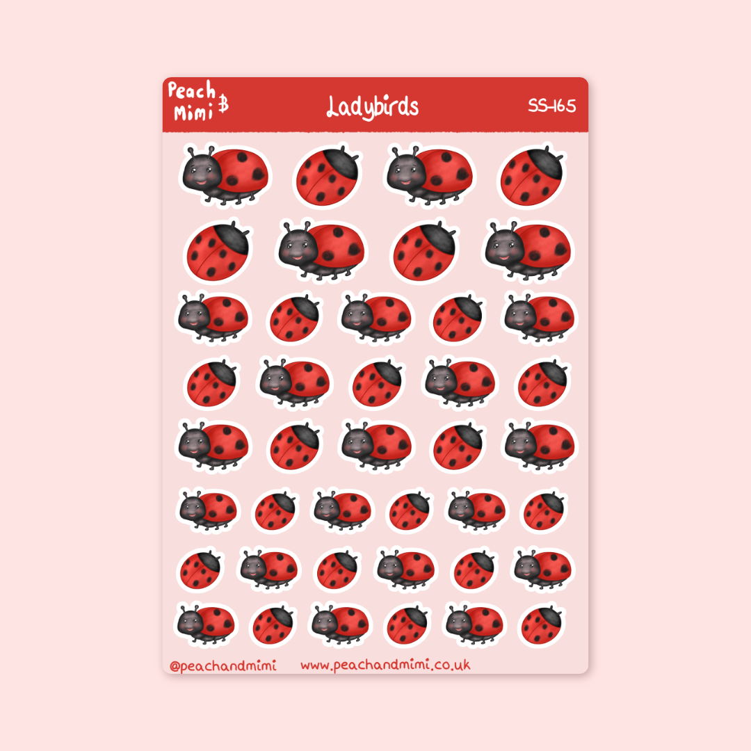 Ladybirds Sticker Sheet – Peach and Mimi
