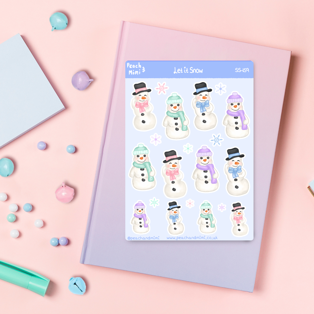 Let it Snow Sticker Sheet – Peach and Mimi