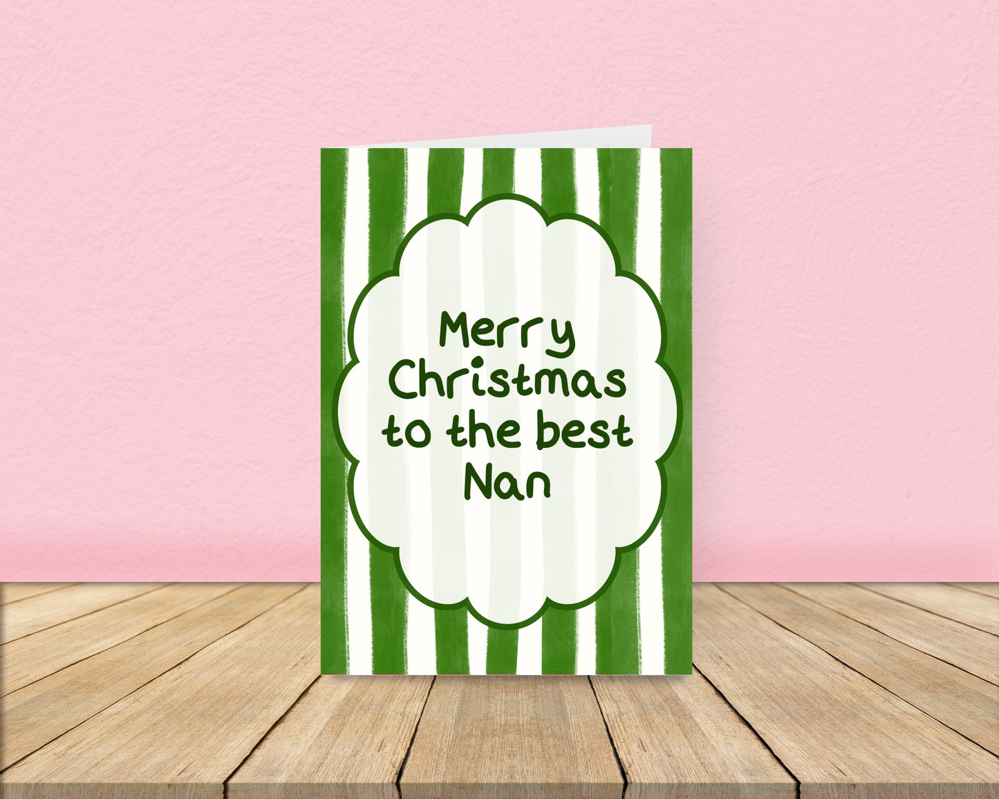 Nan Christmas Card - Green Stripes Christmas Card