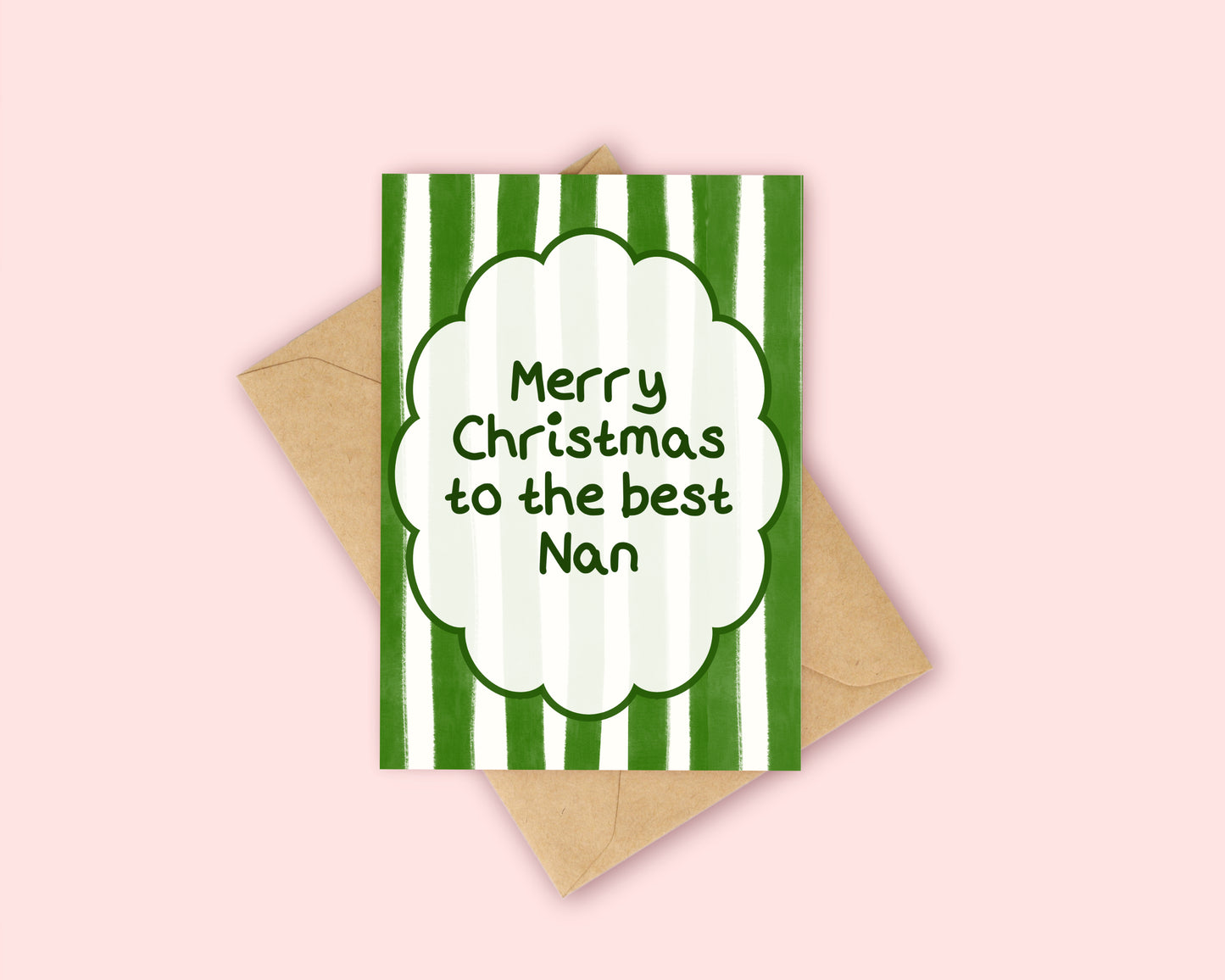 Nan Christmas Card - Green Stripes Christmas Card