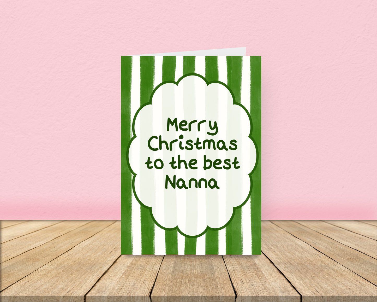 Nanna / Nana Christmas Card - Green Stripes Christmas Card