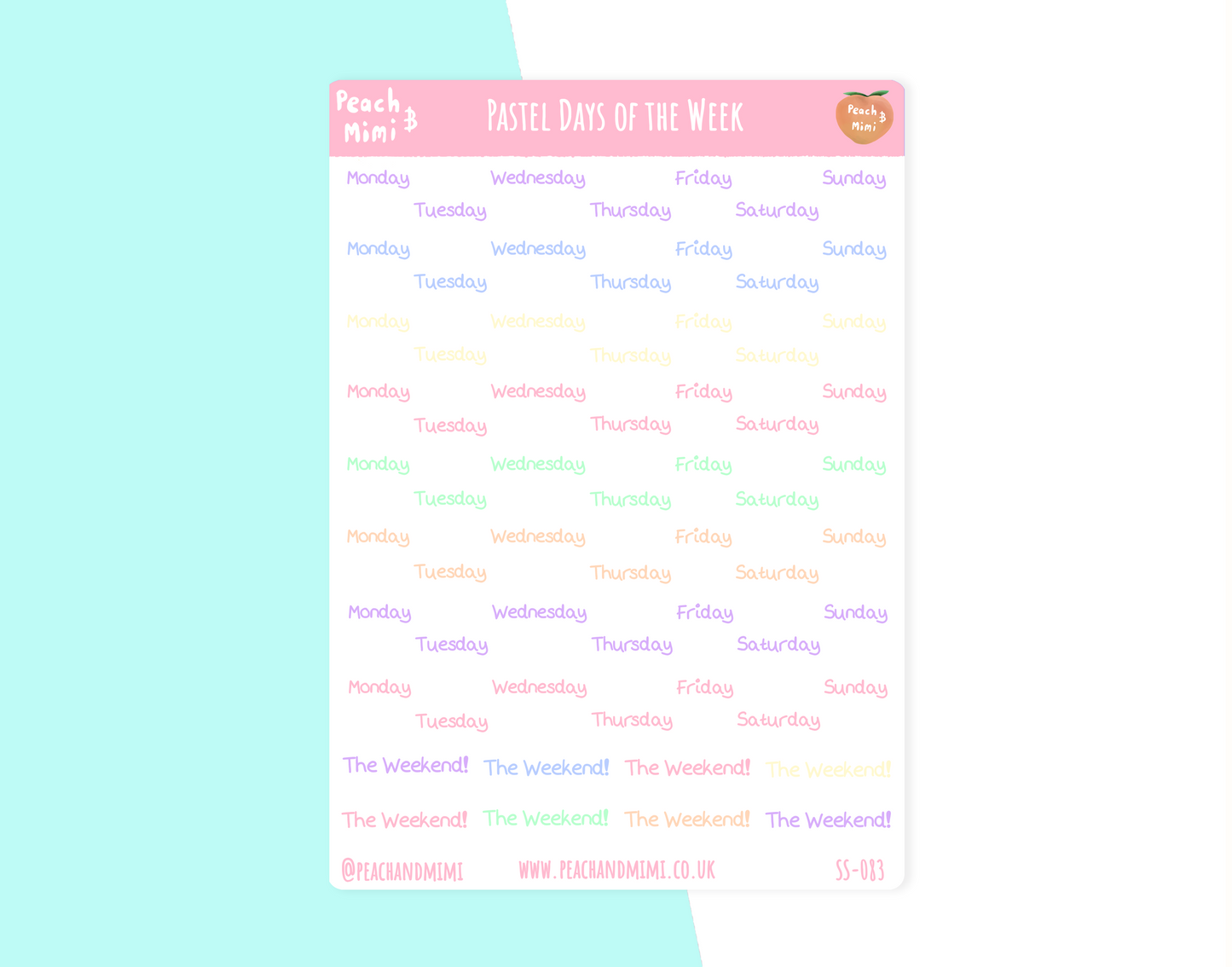 Days of the week stickers