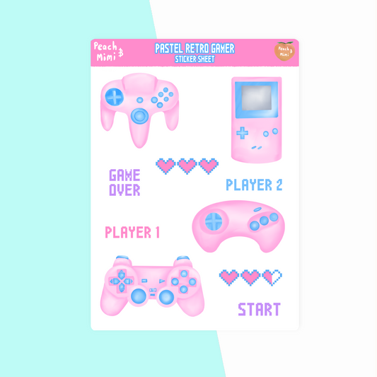 Pastel Retro Gamer Sticker Sheet