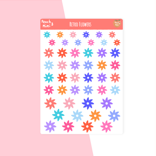 Retro Flowers Sticker Sheet