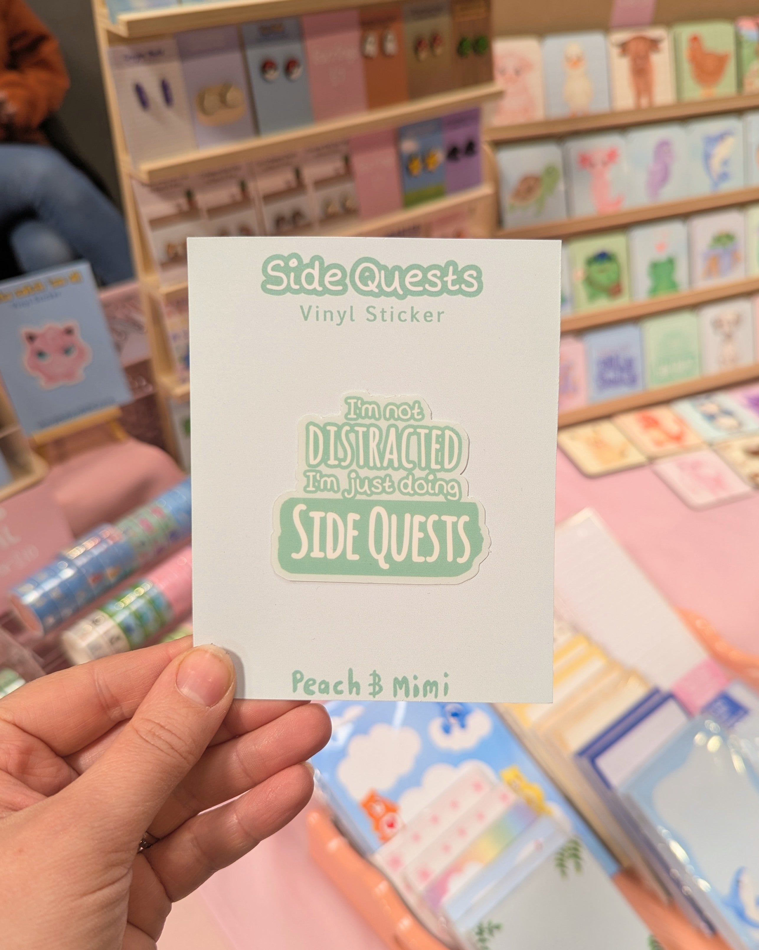 I'm not distracted I'm doing side quests Vinyl Sticker – Peach and Mimi