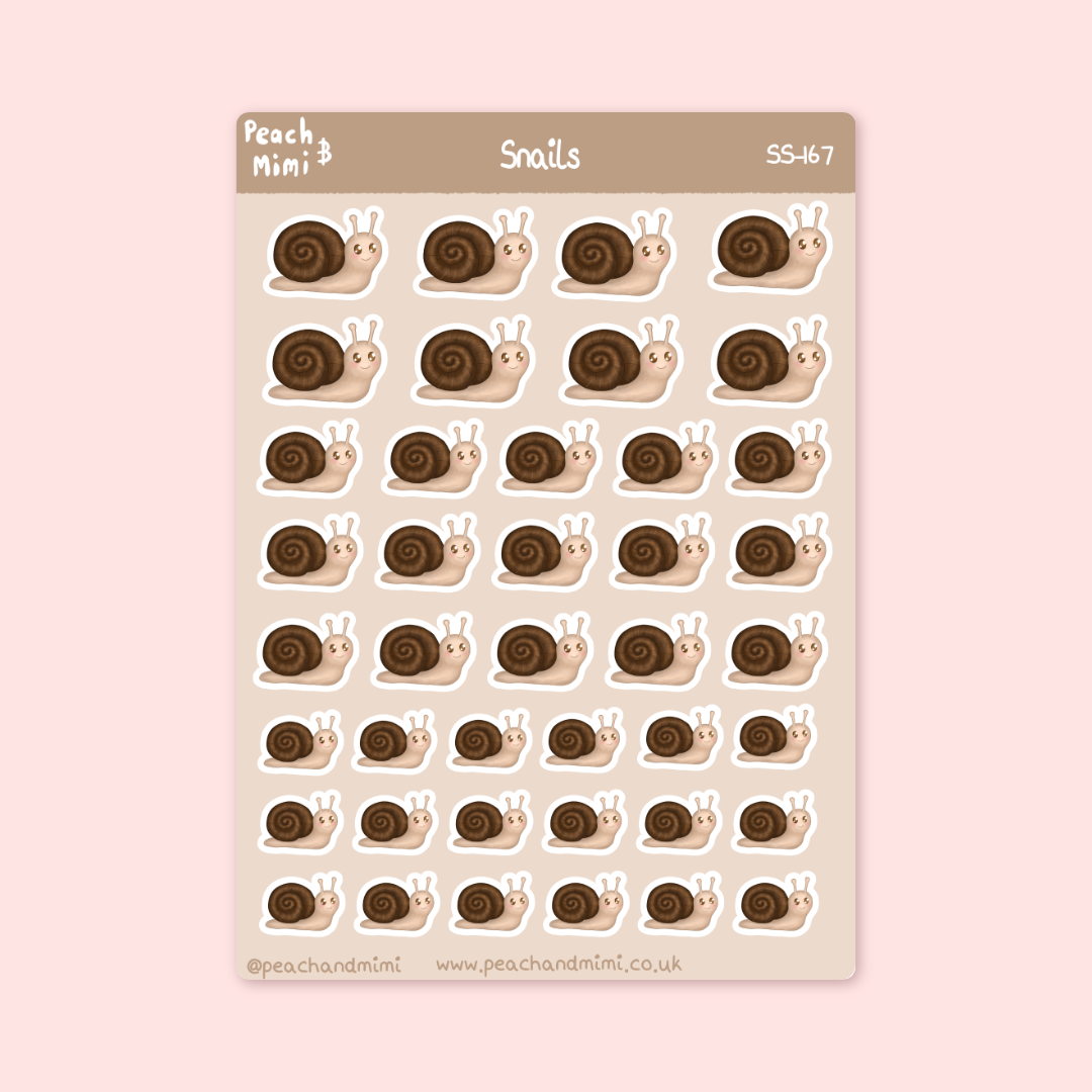 Snails Sticker Sheet – Peach and Mimi