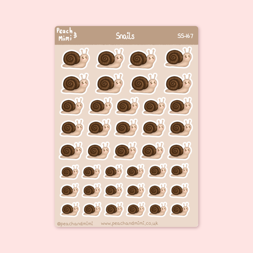 Snails Sticker Sheet – Peach and Mimi