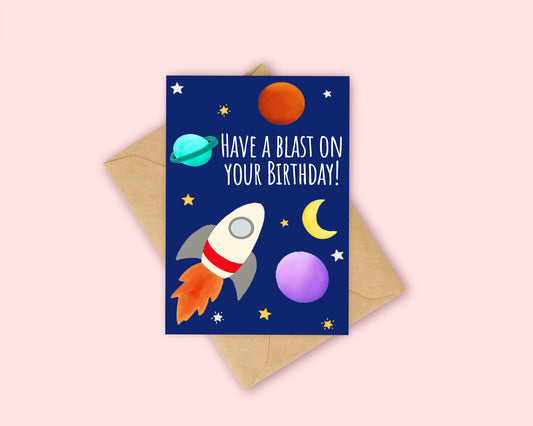 Space Birthday Card A5