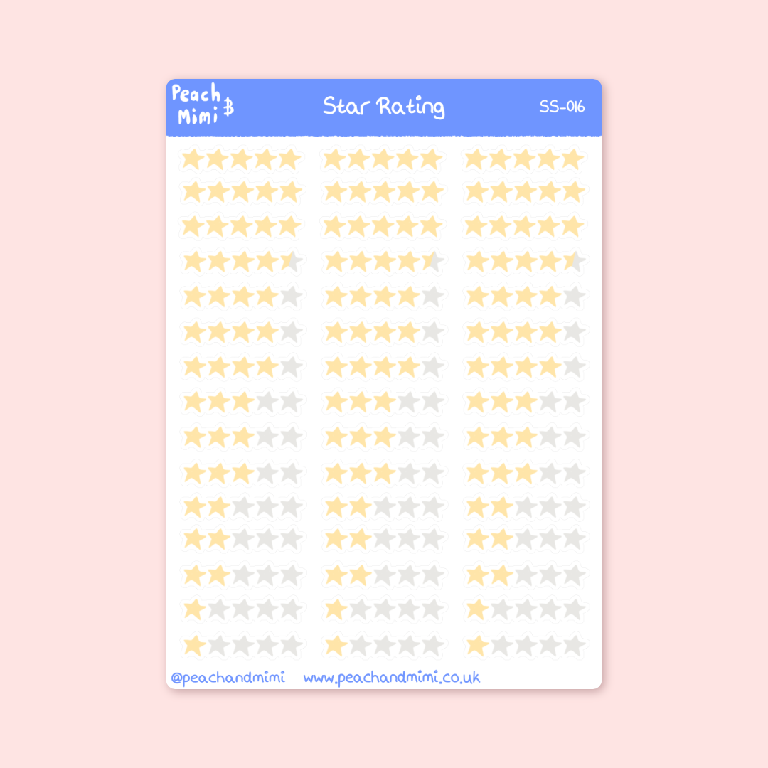 Star Rating Sticker Sheet