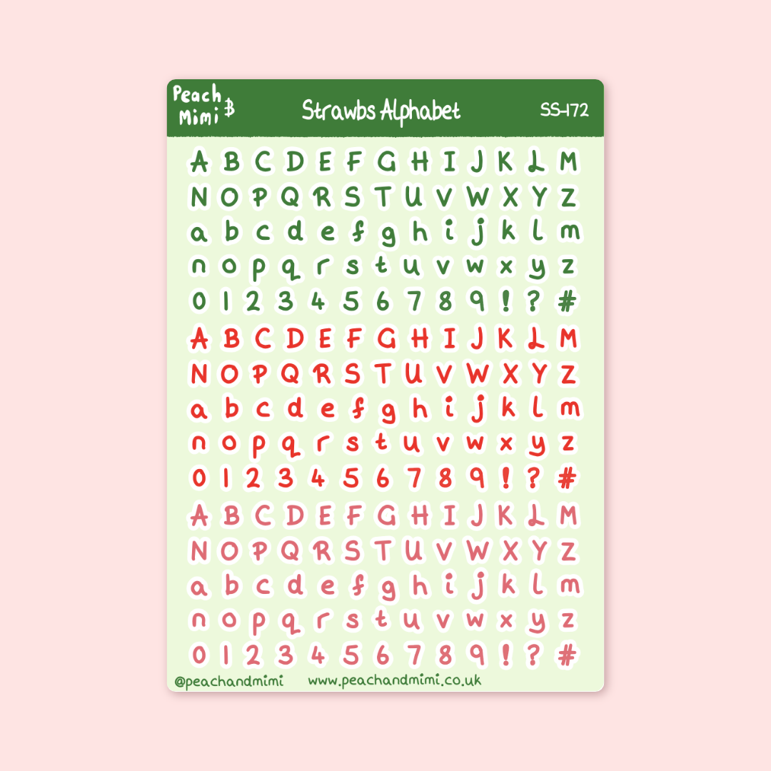 Strawbs Alphabet Sticker Sheet