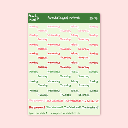 Strawbs Days of the Week Sticker Sheet