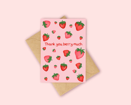 Thank you berry much strawberry pattern card