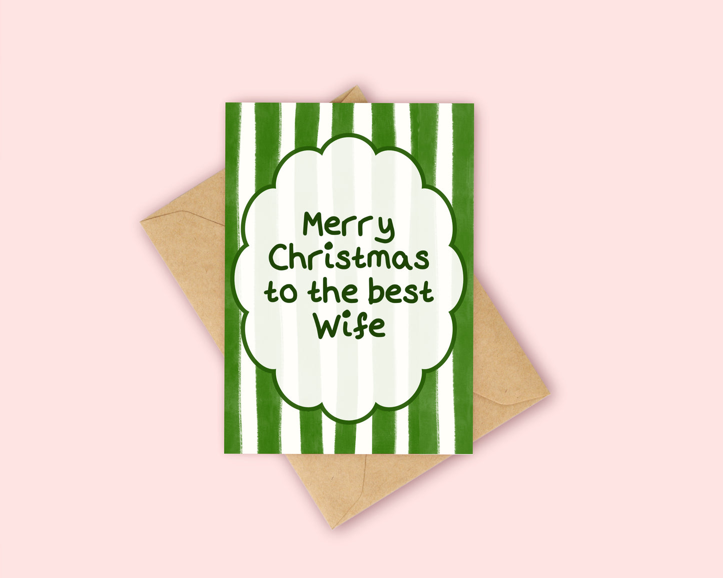 Wife Christmas Card - Green Stripes Christmas Card