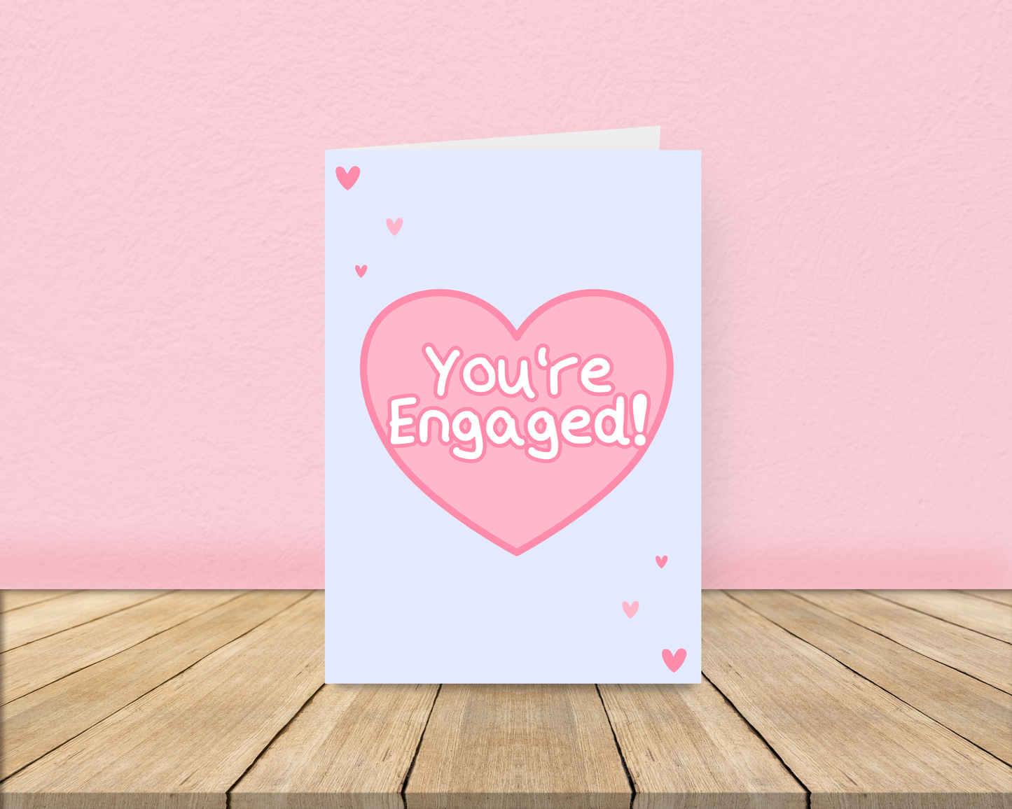 You're Engaged! - Pink Heart Card